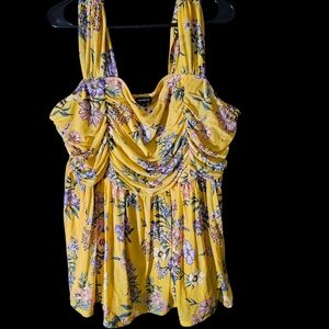 NWT Torrid Yellow and Purple FloralSquare Neck  Tank Top